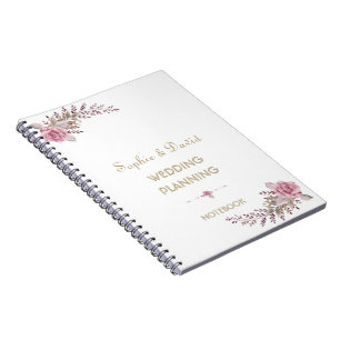 Chic Marsala Maroon Floral Wedding Planner Notebook