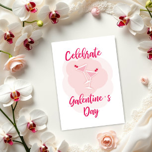 Chic Martini Happy Galentines Day Card