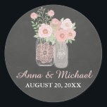 Chic Mason Jar & Chalkboard Wedding Sticker<br><div class="desc">Matching products in the Little Bayleigh Store!</div>