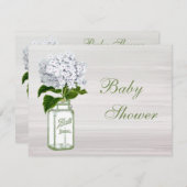 Chic Mason Jar & White Hydrangea Baby Shower Invitation (Front/Back)