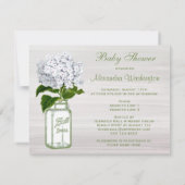 Chic Mason Jar & White Hydrangea Baby Shower Invitation (Back)