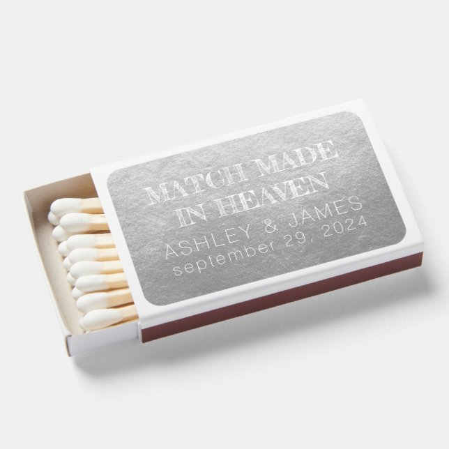 Chic Match made in Heaven Wedding Favors Silver (Front Open)
