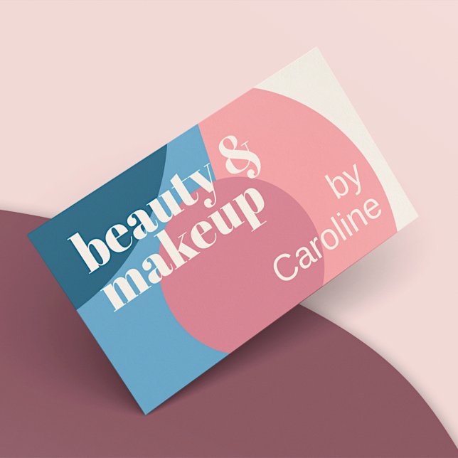 Chic Mauve Blush Pink Light Blue Teal Art Pattern Business Card