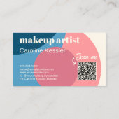 Chic Mauve Blush Pink Light Blue Teal Art Pattern Business Card (Back)