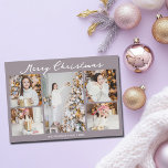 Chic Mauve Christmas Family Photo Collage Holiday Card<br><div class="desc">Chic pale mauve Merry Christmas cards with elegant handwritten scrawl above your family photo collage of your 5 favorite 2025 pictures. The beautiful neutral color back features your family letter or message. Modern Christmas cards featuring one vertical photograph in the center and 4 square pictures on the sides.</div>
