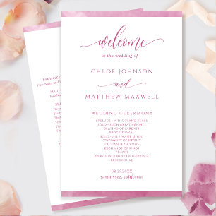 Chic Mauve Pink Watercolor Frame Wedding Program