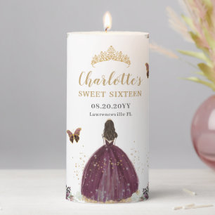 Chic Mauve Plum Purple Floral Tiara 16th 18th  Pillar Candle