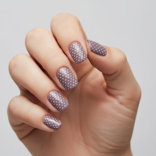 Chic Mauve Polka Dot Pattern Minx Nail Art (Creator Uploaded)
