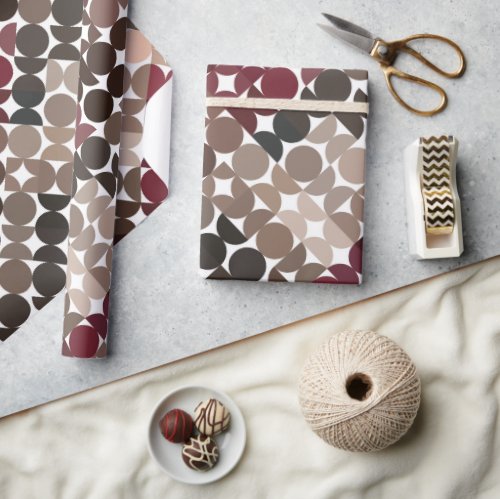 Chic Mauve Taupe Beige Maroon Red Circles Pattern Wrapping Paper