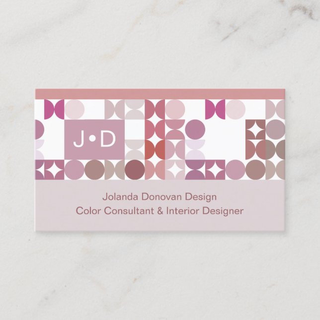 Chic Mauve Taupe Blush Pink Circles Art Pattern Business Card (Front)