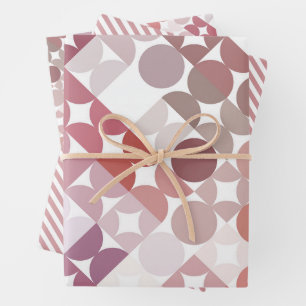 Chic Mauve Taupe Dusty Rose Circles Art Pattern Wrapping Paper Sheets