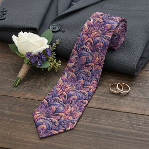 Chic Mauve Taupe Pink Violet Purple Paisley Art Neck Tie