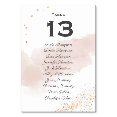 Chic Mauve Watercolor Gold Splatters Assignment Ta Table Number