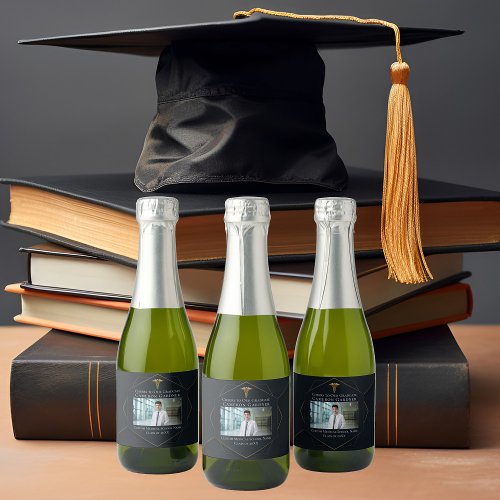 Chic Medical School Graduation Party Favor Mini Sparkling Wine Label
