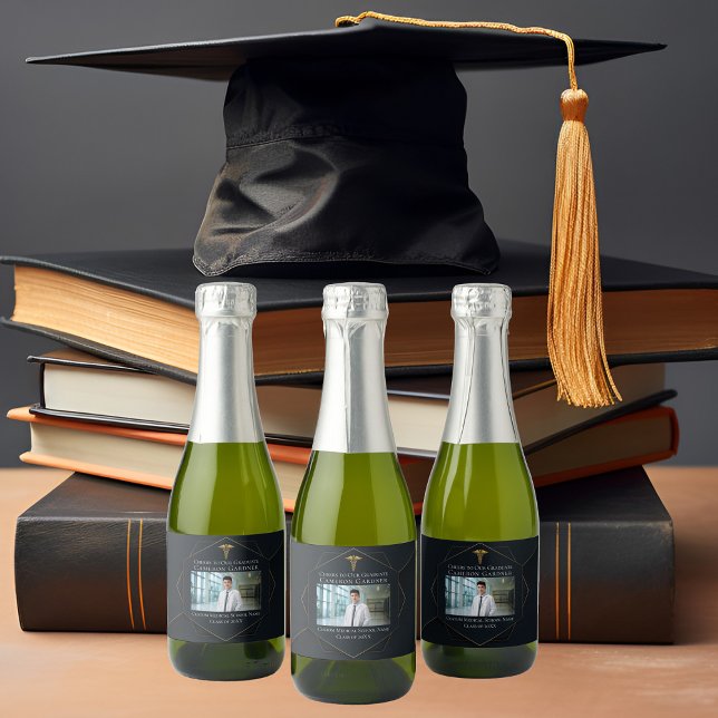 Chic Medical School Graduation Party Favor Mini Sparkling Wine Label (Creator Uploaded)