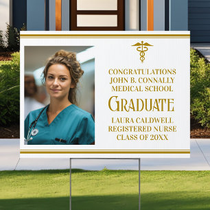 Chic Medical School Graduation Photo Yard Sign