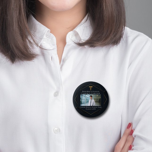 Chic Medical School Photo Graduation Parent Button (Creator Uploaded)