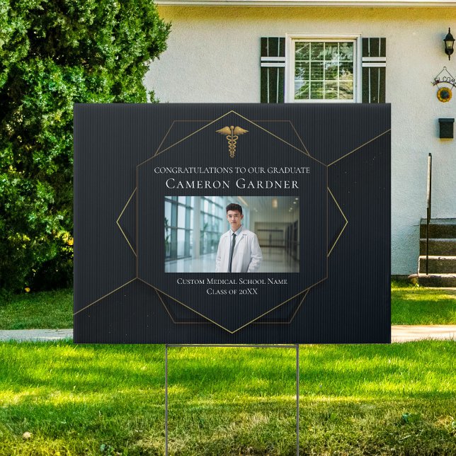 Chic Medical School Photo Graduation Yard Sign (Creator Uploaded)