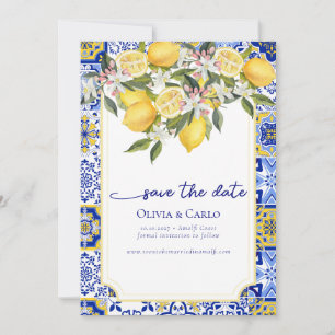 Chic Mediterranean Photo Wedding Save the Date Invitation