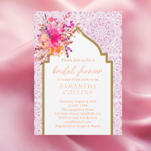 Chic Mediterranean Tile Lilac Watercolor Floral Invitation