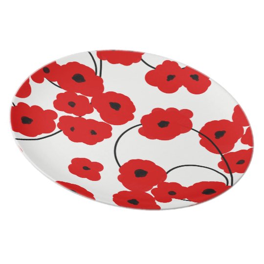 CHIC MELAMINE PLATE_ RED/BLACK POPPIES DINNER PLATE | Zazzle.com CHIC MELAMINE PLATE_ RED/BLACK POPPIES DINNER PLATE | Zazzle.com