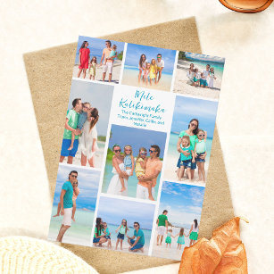 Chic Mele Kalikimaka Family Photo Collage Beach Holiday Card