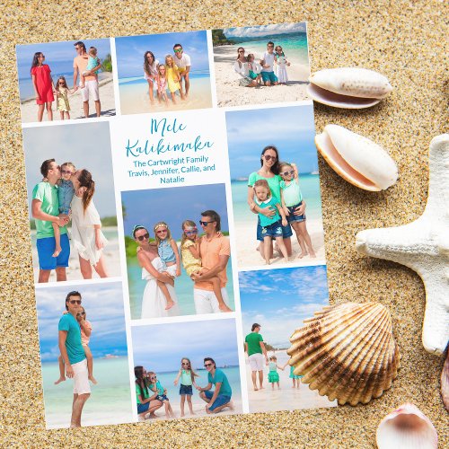 Chic Mele Kalikimaka Family Photo Collage Beach Holiday Postcard