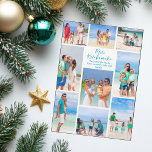 Chic Mele Kalikimaka Family Photo Collage Magnet<br><div class="desc">Chic customizable beach family photo collage Christmas card magnet with your favorite tropical photos in the sun. Add 9 of your favorite memories from your island vacation to the coast. A beautiful coastal holiday magnet with a clean,  modern photograph layout and pretty blue script.</div>