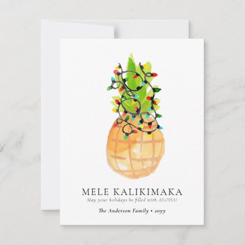 Chic Mele Kalikimaka Pineapple Hawaiian Christmas Holiday Card