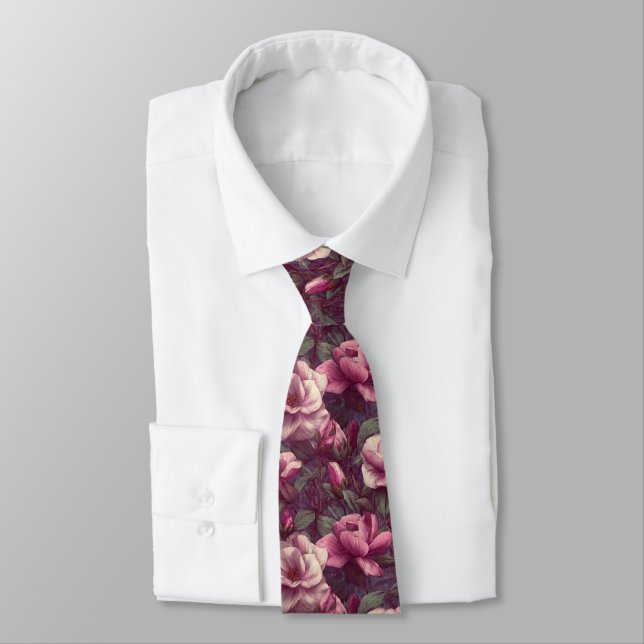 Chic Mens Fashion Gardenias Neck Tie (Tied)