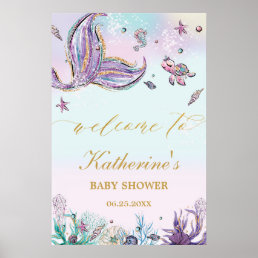 Chic Mermaid Baby Shower Under the Sea Welcome  Poster
