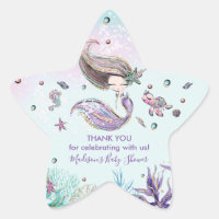 Chic Mermaid Birthday Baby Shower Thank You Favor Star Sticker