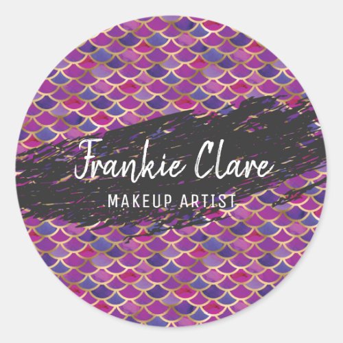 Chic Mermaid Scale Abstract Pattern Classic Round Sticker