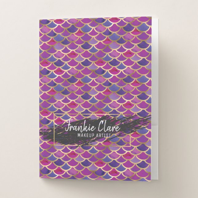 Chic Mermaid Scale Pattern With Gold Details Pocket Folder (Front)