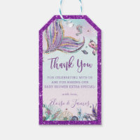 Chic Mermaid Tail Baby Shower Thank You Favor Gift Tags