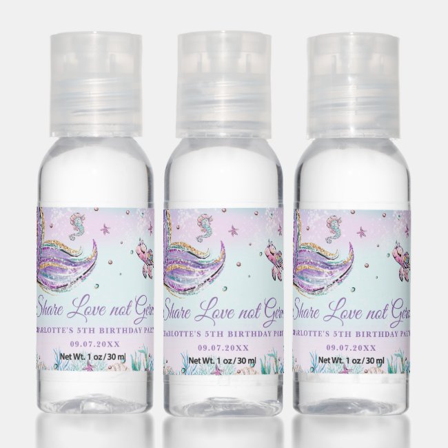 Chic Mermaid Tail Under the Sea Baby Shower Favor Hand Sanitizer