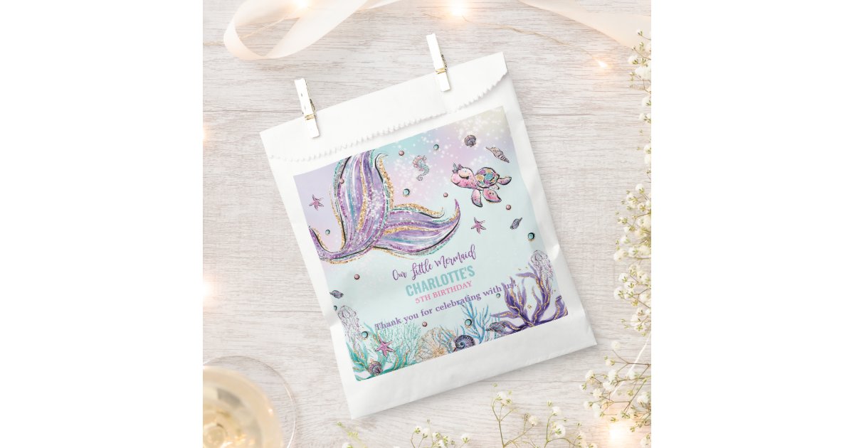 Chic Mermaid Tail Under the Sea Birthday Party Favor Bag | Zazzle