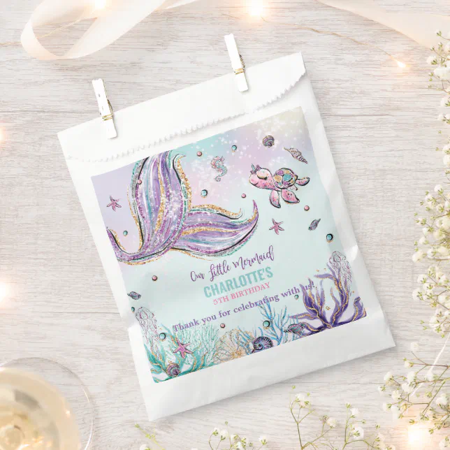 Chic Mermaid Tail Under the Sea Birthday Party Favor Bag | Zazzle