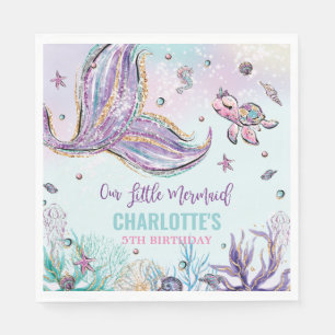 Chic Mermaid Tail Under the Sea Birthday Party Napkins