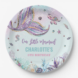 Chic Mermaid Tail Under the Sea Girl Birthday Paper Plates
