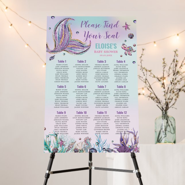 Chic Mermaid Tail Under the Sea Seating Chart  Foam Board (In Situ (Stand))