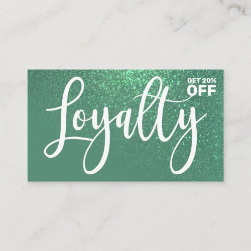 Chic Mermaid Teal Glitter Gradient Typography Loyalty Card