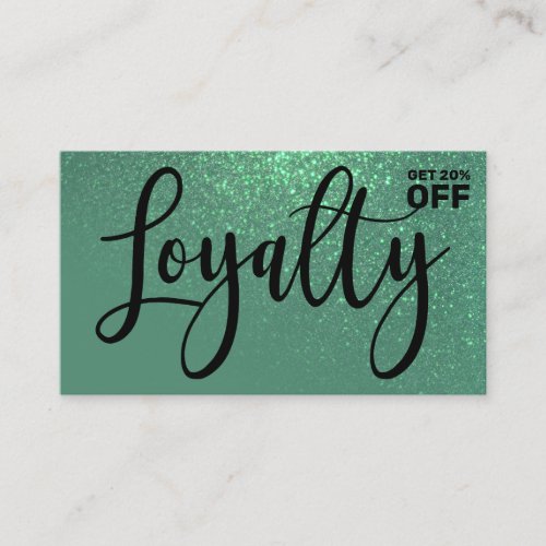 Chic Mermaid Teal Glitter Gradient Typography Loyalty Card