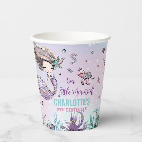 Chic  Mermaid Under the Sea Birthday Pool Party Paper Cups