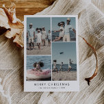Chic Merry Christmas 4 Photo Family Holiday Card<br><div class="desc">This chic Merry Christmas 4 photo family holiday card is the perfect simple holiday greeting. The simple design features classic minimalist black and white typography with a rustic boho feel. Customizable in any color. Personalize the card with 4 photos,  your family name,  and year.</div>