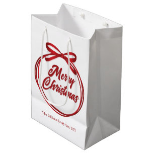Chic Merry Christmas Custom Red Script Medium Gift Bag