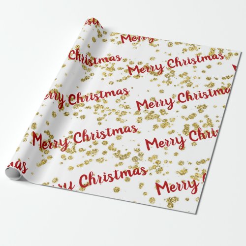 Chic Merry Christmas Faux Gold Sparkle Wrapping Paper