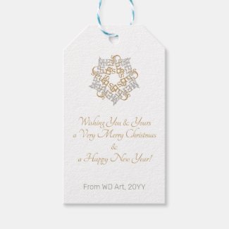 Chic Merry Christmas Gold, Silver Calligraphy Art