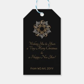 Chic Merry Christmas Gold Silver Calligraphy Black