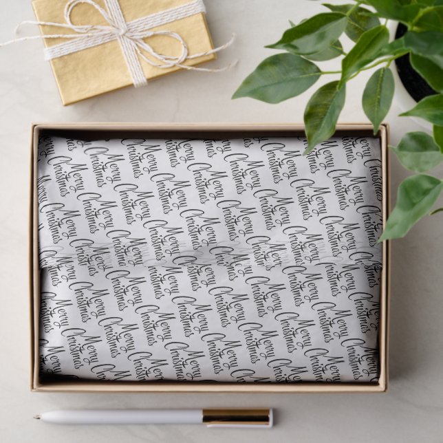 Chic Merry Christmas Greeting Wish On White Tissue Paper (Gift)